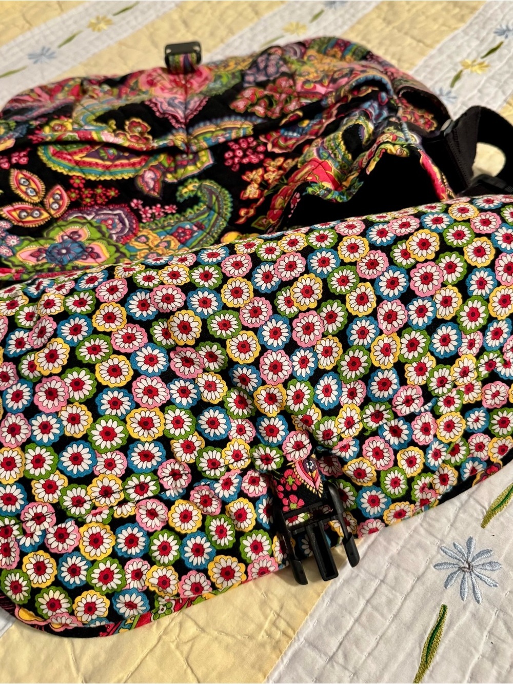 Vera Bradley Black Quilted Crossbody with Bright Floral Paisley - Picture 3 of 6